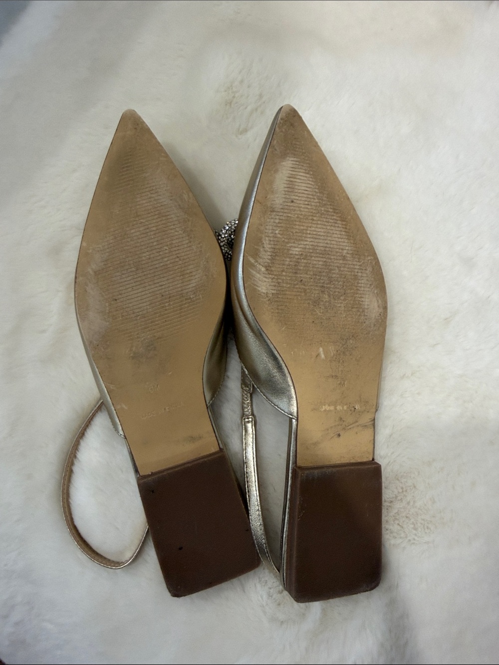 Lilly Pulitzer Metallic Gold Pointed Slingback Flats with Crystal Bow - Picture 5 of 5